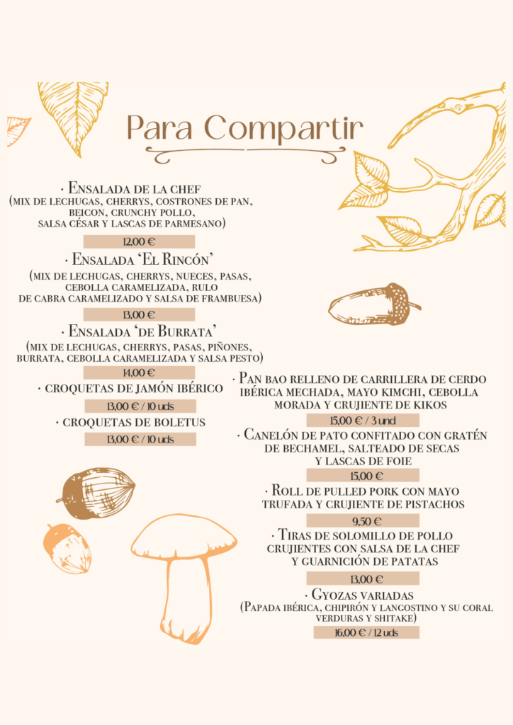 raciones para compartir