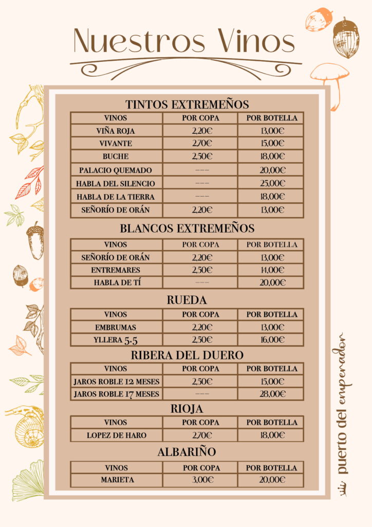 carta de vinos